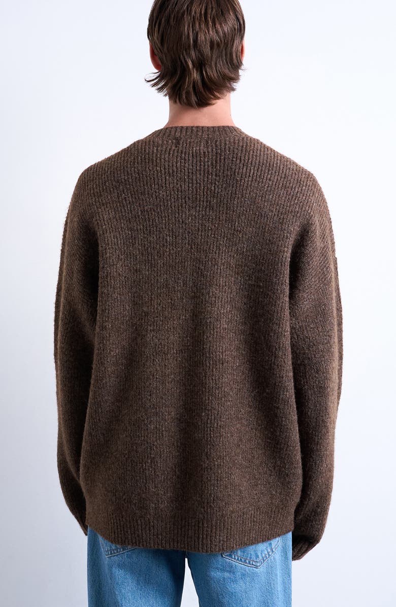 Topman Oversize Crewneck Sweater, Alternate, color, Brown