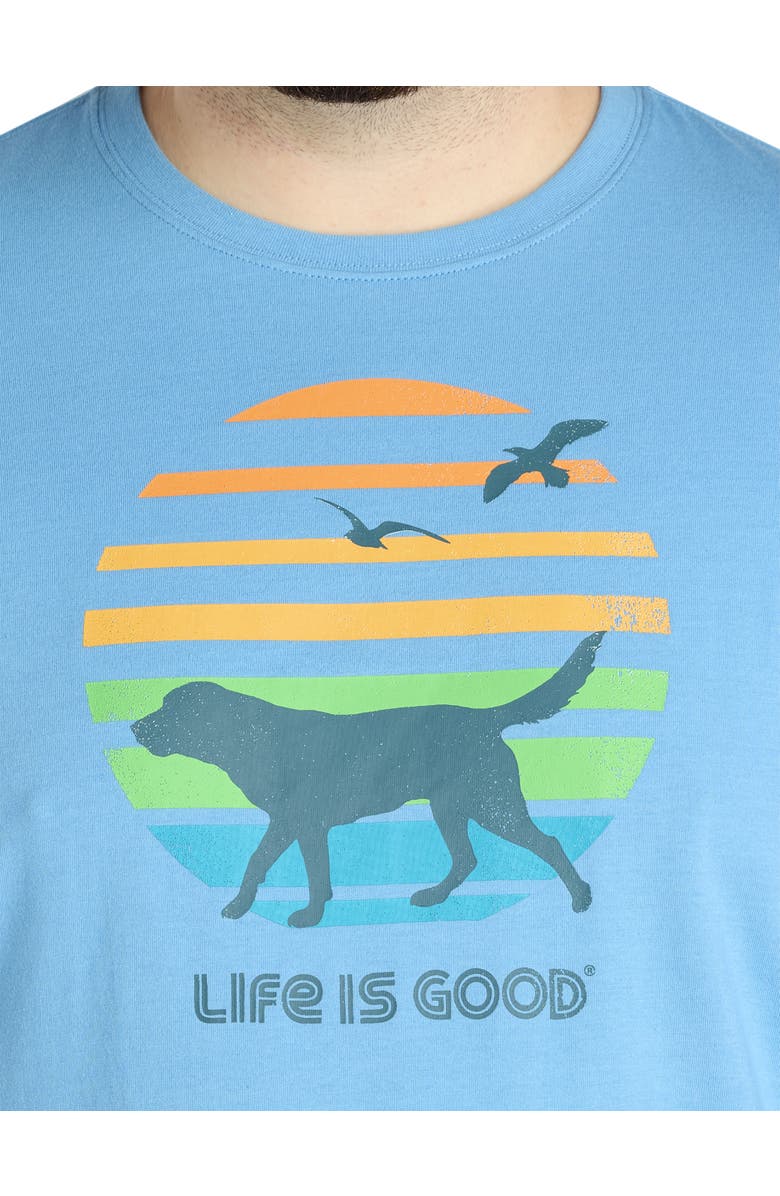 LIFE IS GOOD Big & Tall Dog Sunset Graphic Tee, Alternate, color, Cool Blue
