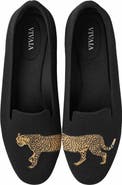 VIVAIA Round-Toe Embroidered Loafers