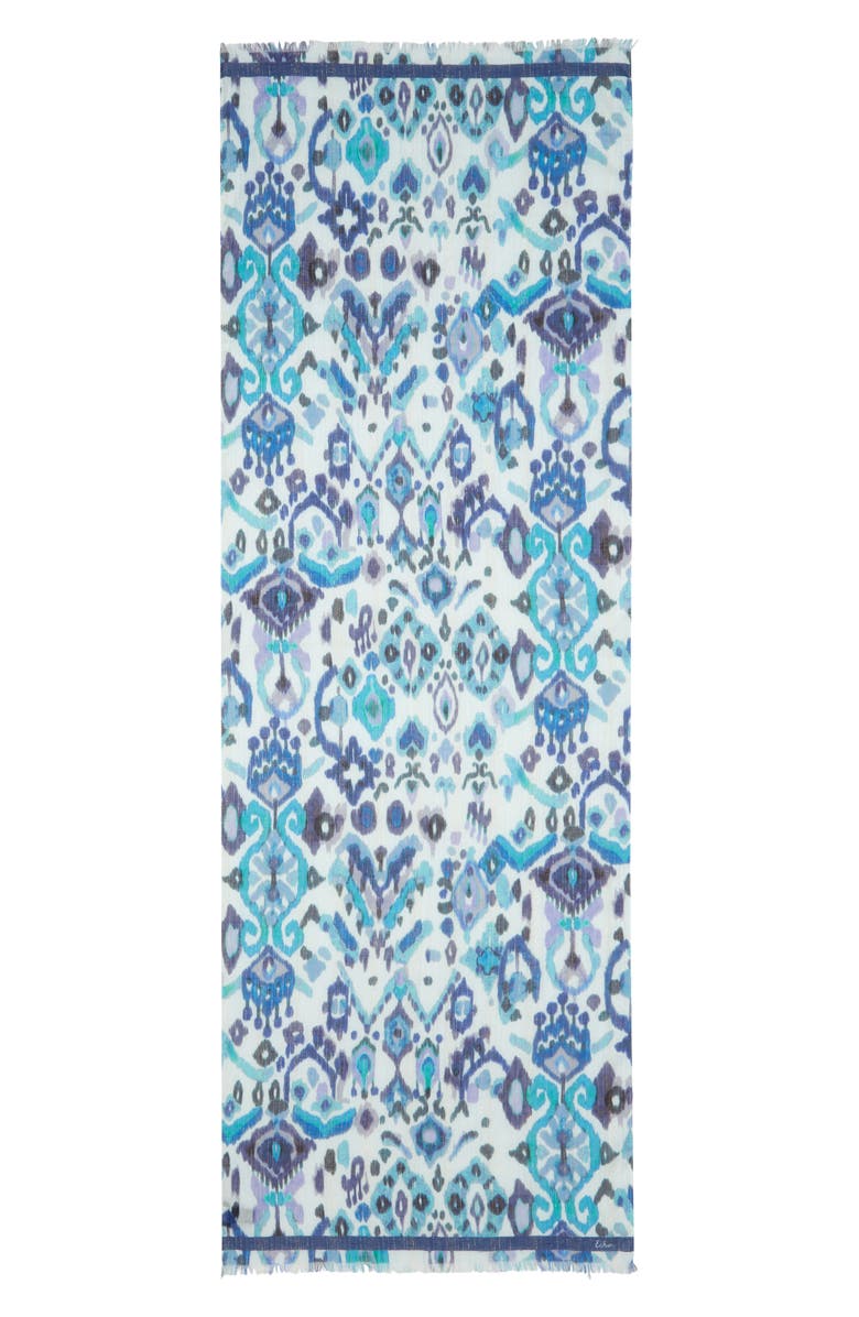 Echo Metallic Ikat Floral Scarf, Alternate, color, Sky Blue