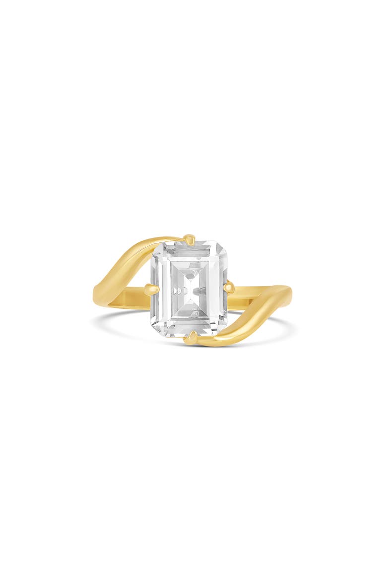 Floating Emerald Cut Cubic Zirconia Cocktail Ring, Main, color, GOLD