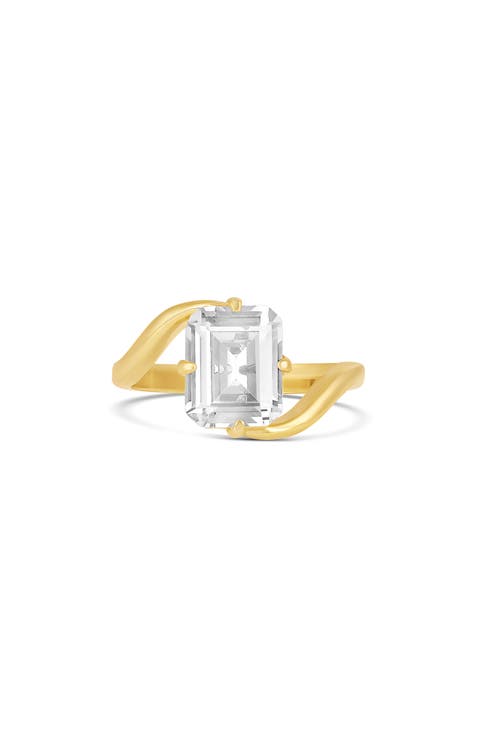 Floating Emerald Cut Cubic Zirconia Cocktail Ring