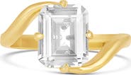 SHYMI Floating Emerald Cut Cubic Zirconia Cocktail Ring