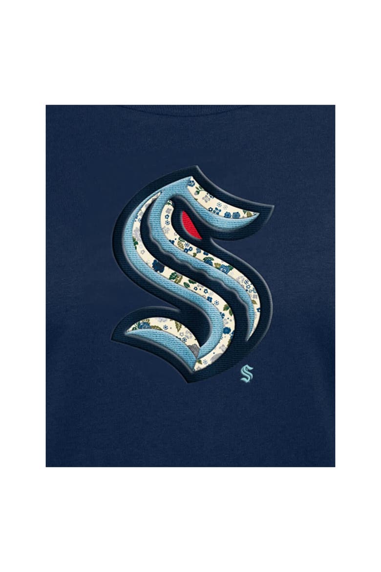 Women's New Era  Navy Seattle Kraken Glam Game Floral T-Shirt, Alternate, color, Navy