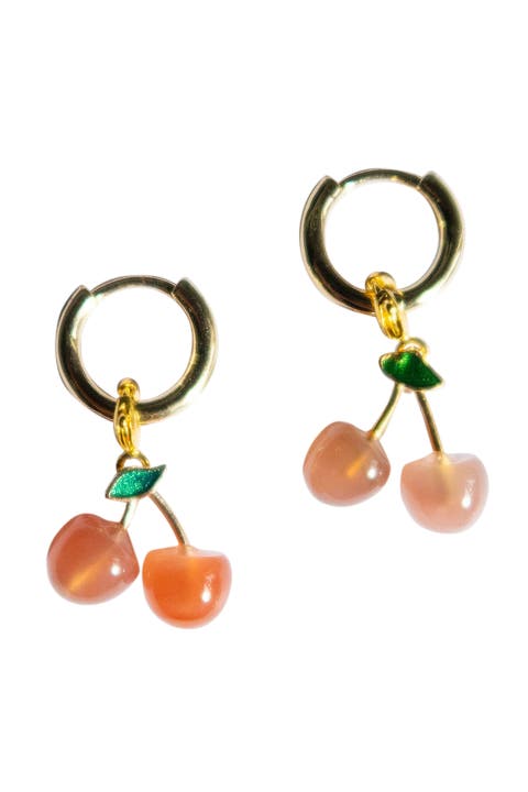 Harvest Cherry Jade stone charm earrings