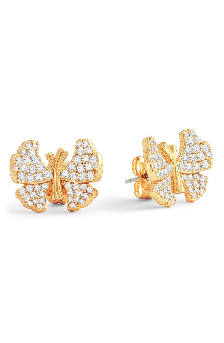 Anabel Aram Jewelry Butterfly Pavé Stud Earrings, Main, color, 18K Gold/ White Cz Stone