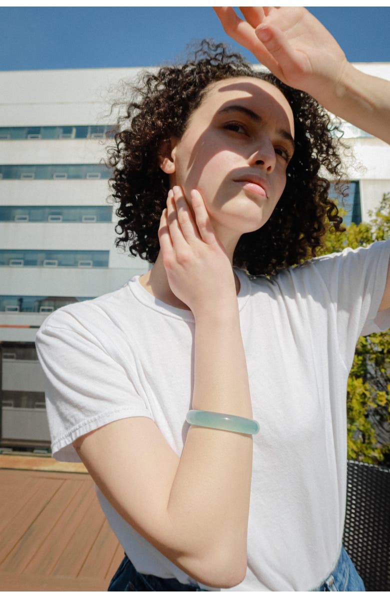 seree Silk Collection Pool Blue Jade Stone Bangle, Alternate, color, Blue