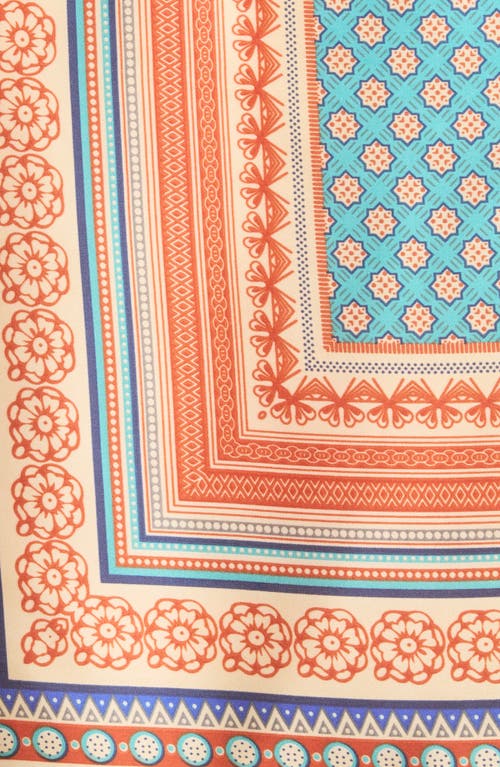 Ellian Border Print Satin Square Scarf In Multi