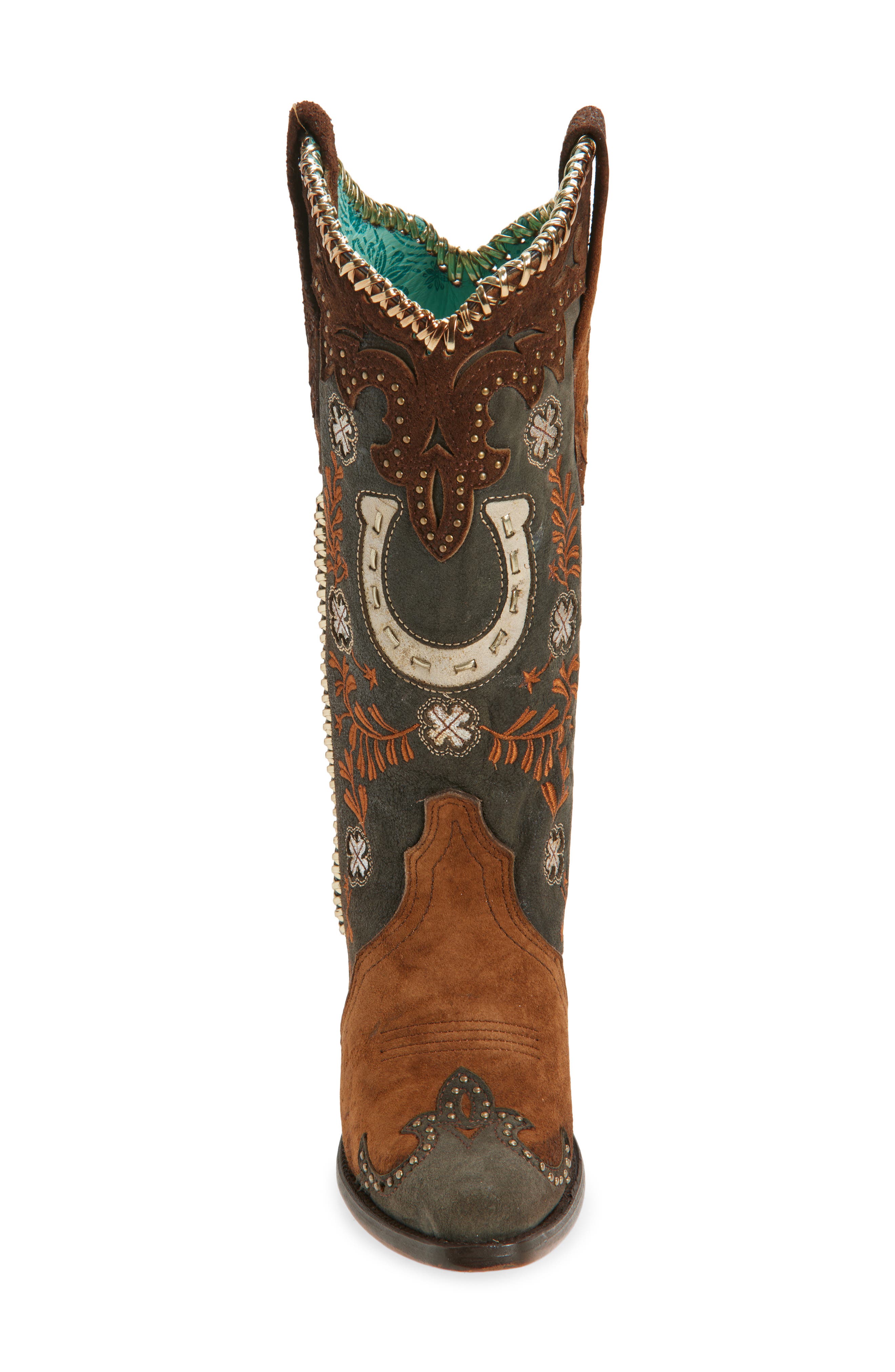 CORRAL Horseshoe Overlay Western Boot, Alternate, color, Brown