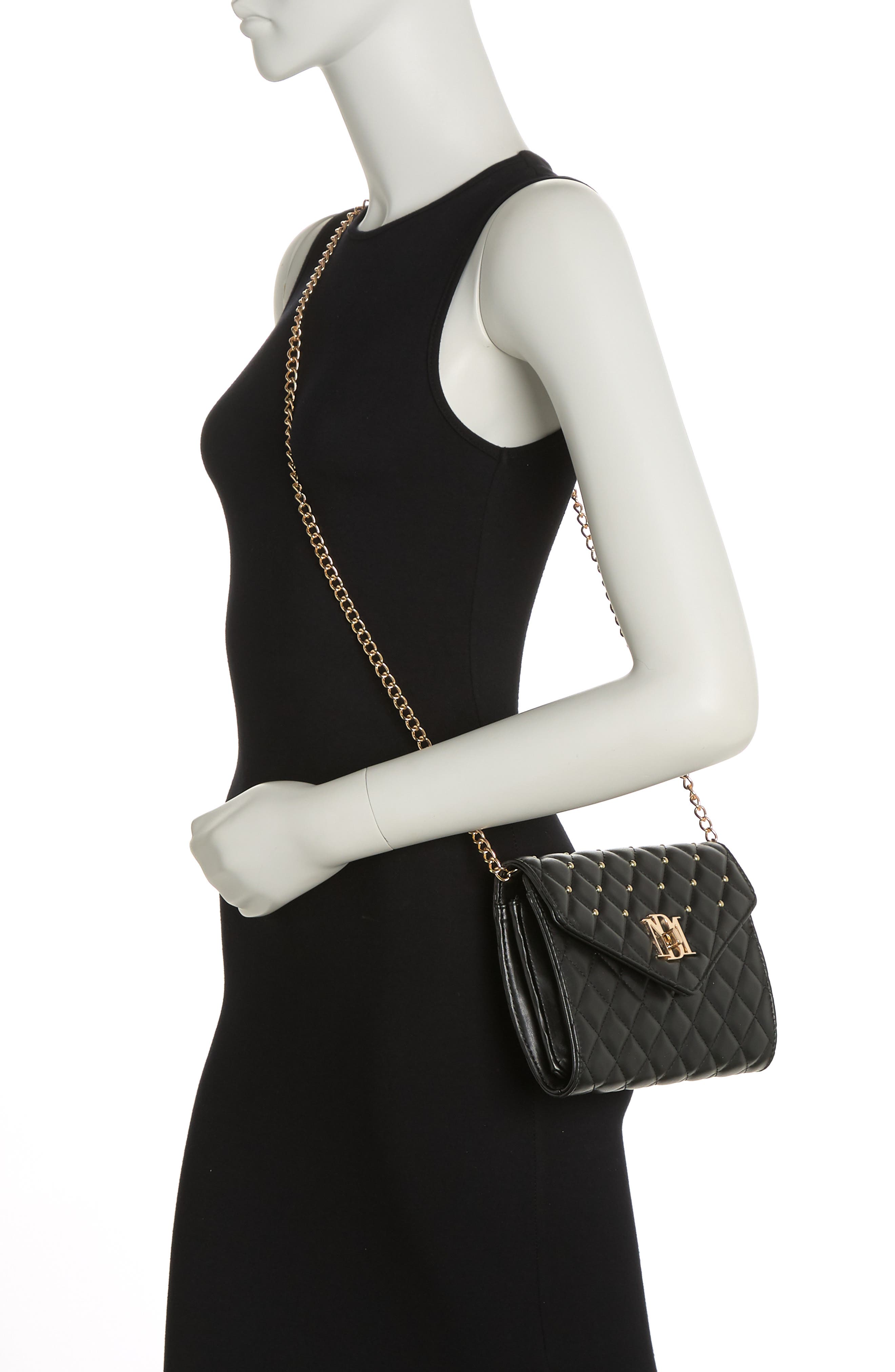 Badgley Mischka Collection Diamond Quilt Convertible Crossbody Bag, Alternate, color, Black