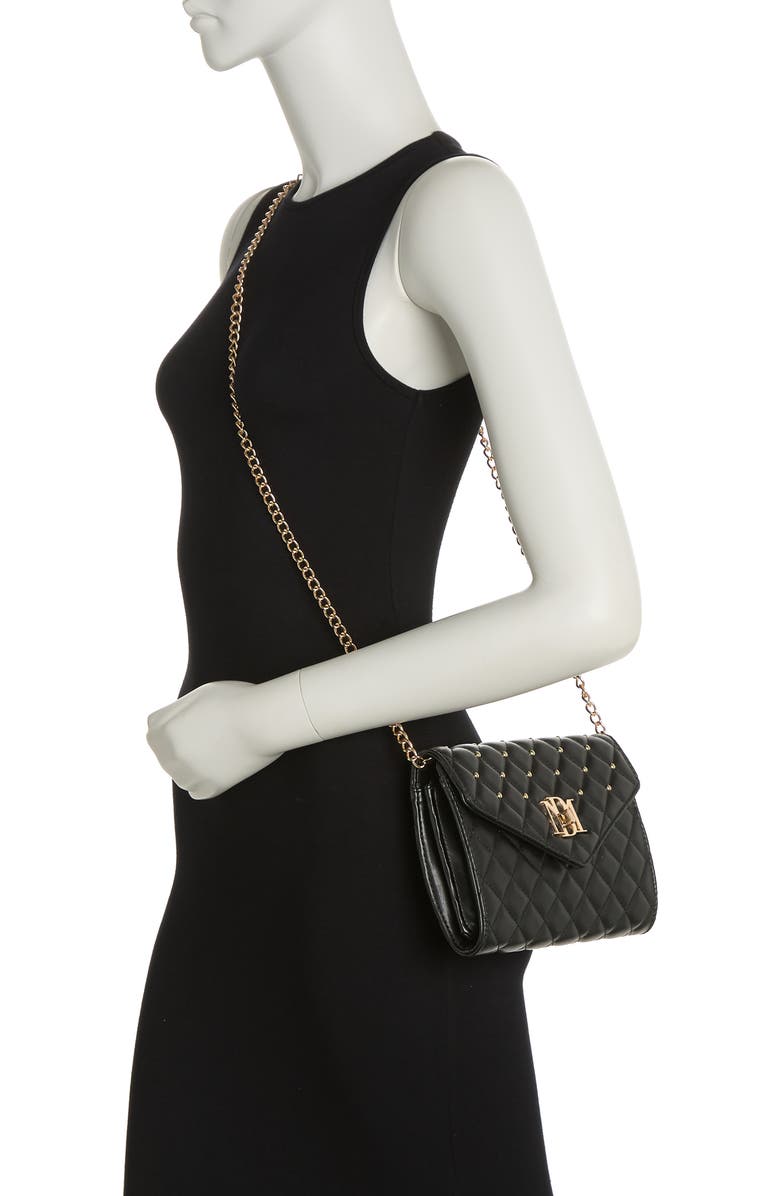 Badgley Mischka Collection Diamond Quilt Convertible Crossbody Bag, Alternate, color, Black