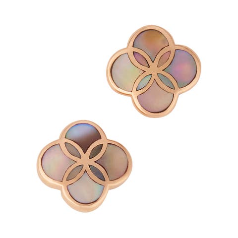 Petal Gemstone With 18K Gold Overlay Sterling Stud Earring