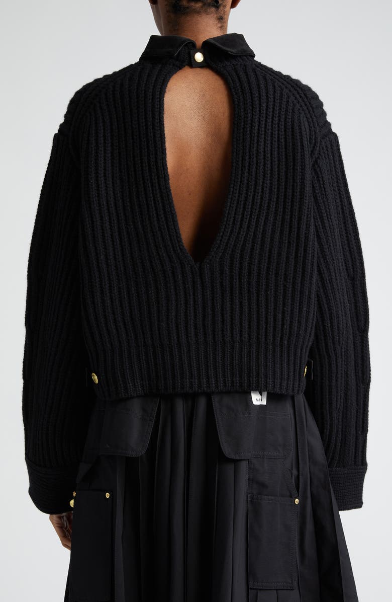 Sacai Carhartt WIP Wool Blend Crop Sweater, Alternate, color,