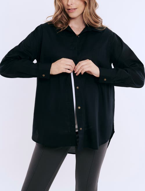 Motherhood Maternity Long Sleeve Button-up Poplin Shirt In Black