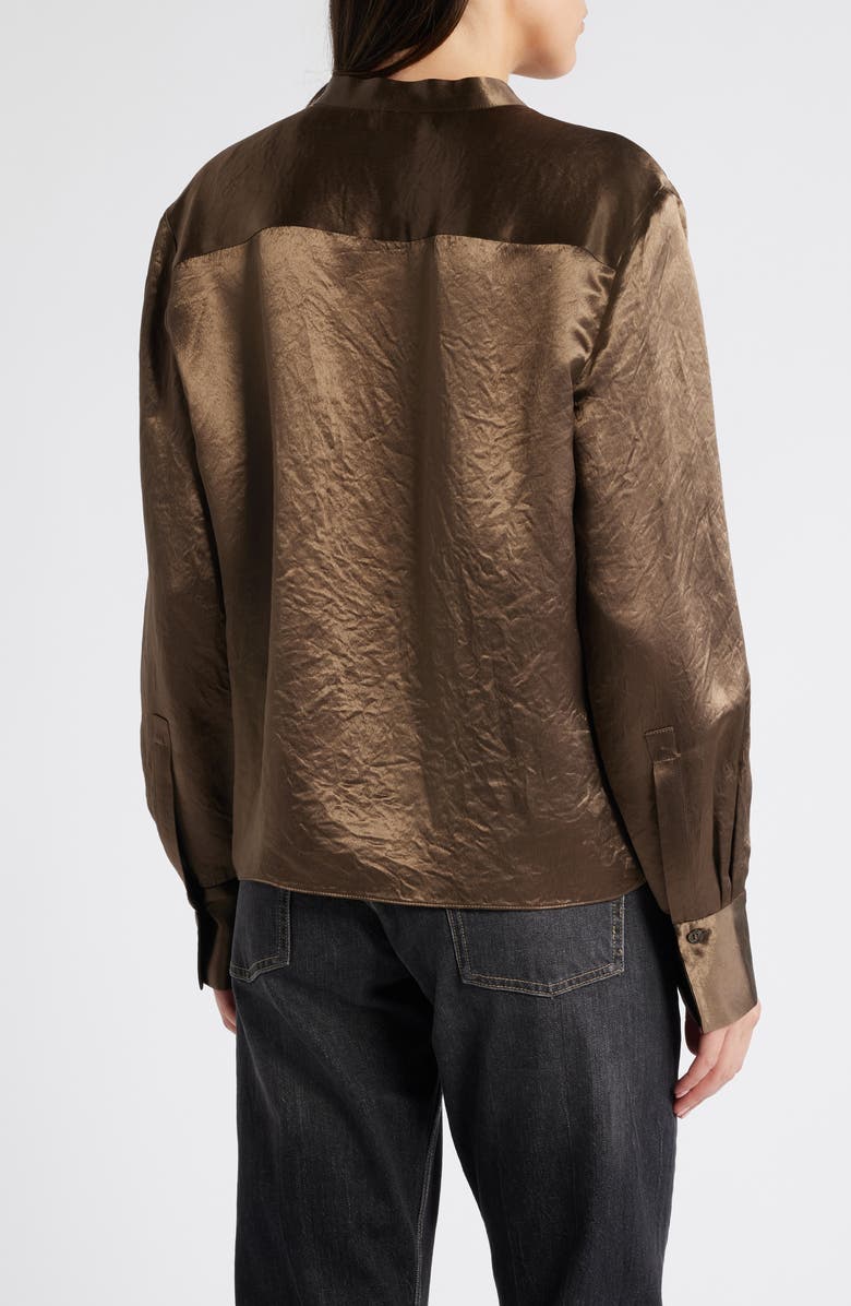 BOSS Beshiny Crinkle Satin Top, Alternate, color, Marshland Green