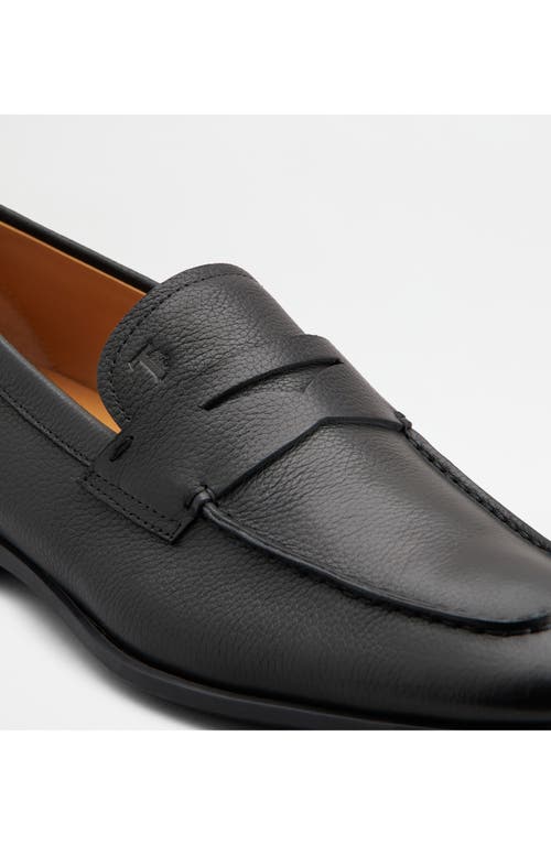 Tod's Men's Mocassino Gomma Leather Penny Loafers In Nero