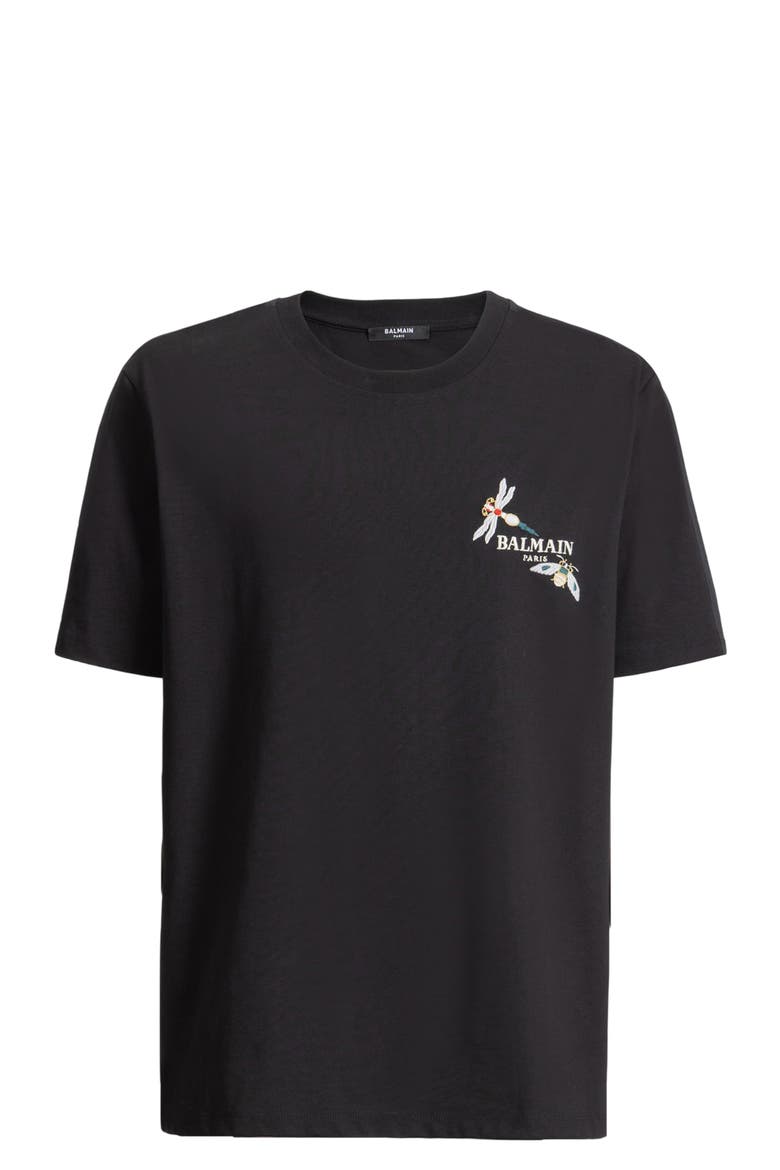 Embroidered Balmain Insect T-shirt, Alternate, color, black