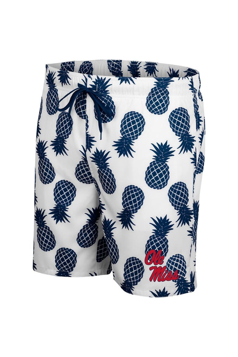 Men's Colosseum White/Navy Ole Miss Rebels Pineapple Swim Shorts, Alternate, color, White