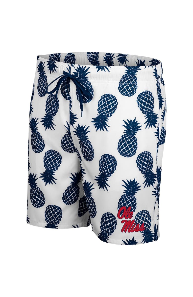 COLOSSEUM Men's Colosseum White/Navy Ole Miss Rebels Pineapple Swim Shorts, Alternate, color, White