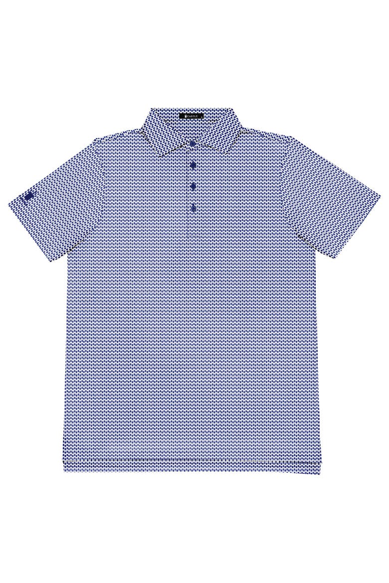 Castle Print Performance Polo Shirt, Main, color, Navy