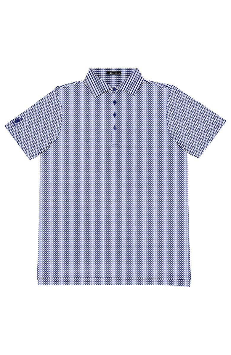 Castle Golf Castle Print Performance Polo Shirt, Main, color, Navy