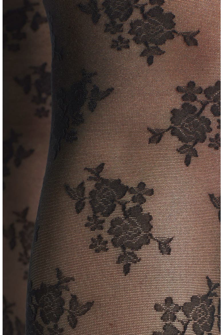 Floral Tights, Alternate, color, BLACK