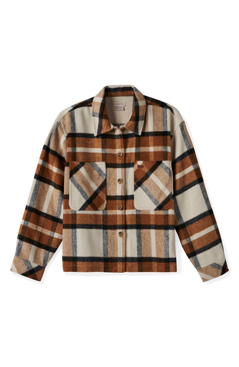 Brixton Bowery Plaid Flannel Button-Up Shirt, Main, color, Dark Denim