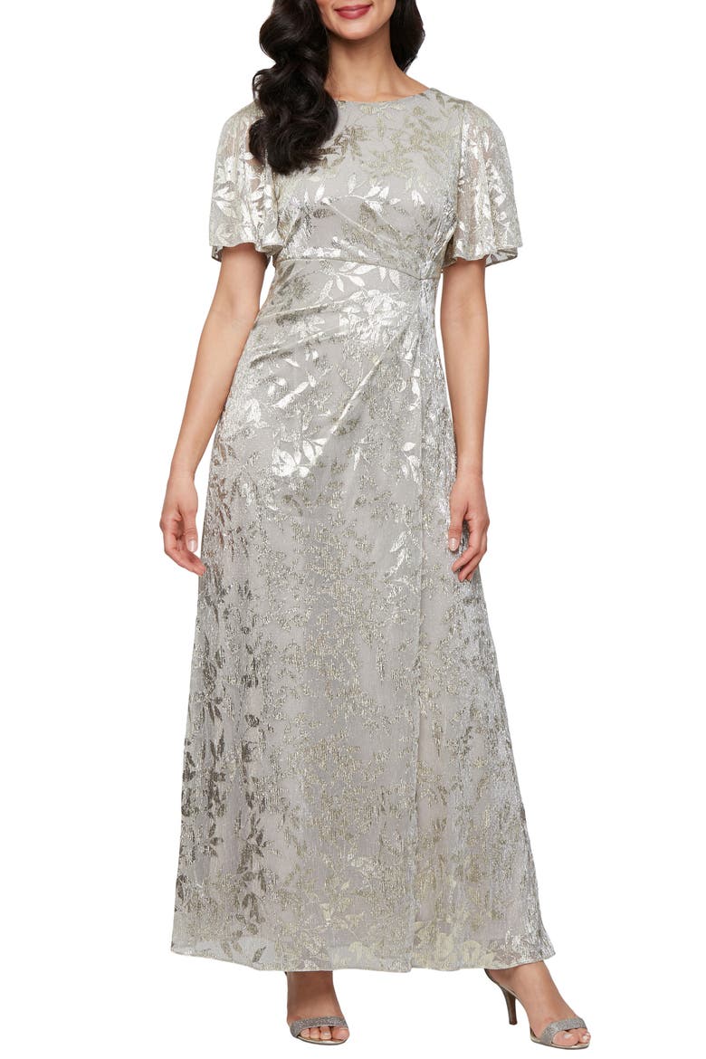 Foil Border Gown, Main, color, BUFF