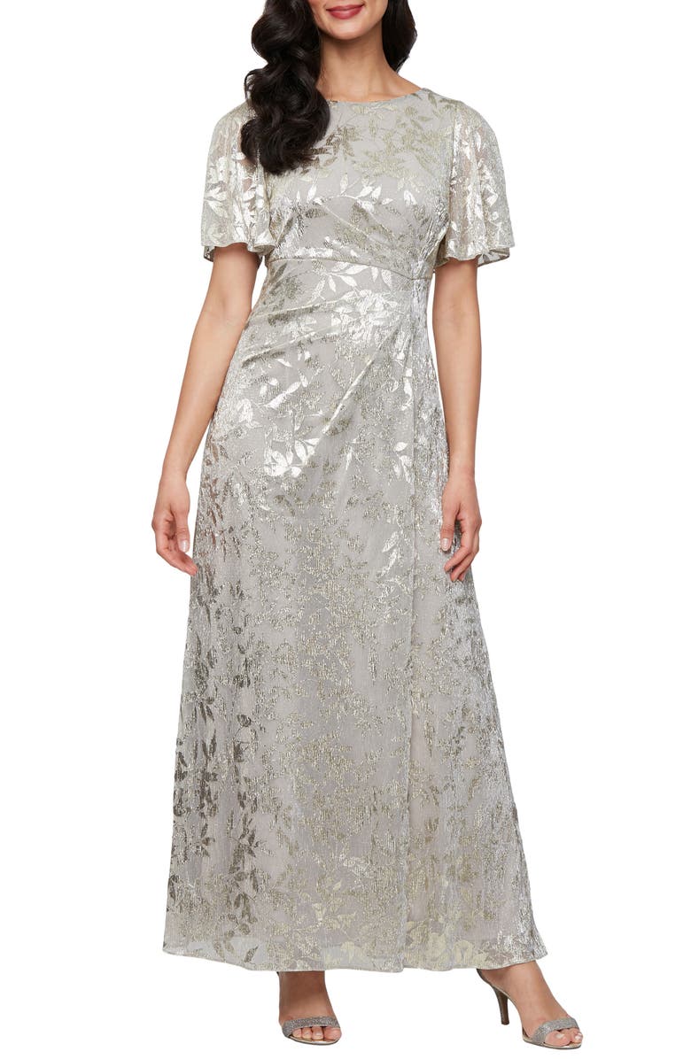 SL FASHIONS Foil Border Gown, Main, color,