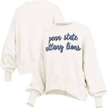 Women's Pressbox Cream Penn State Nittany Lions Oversized Chelsea Waist Length Pullover Sweatshirt