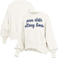 PRESSBOX Women's Pressbox Cream Penn State Nittany Lions Oversized Chelsea Waist Length Pullover Sweatshirt