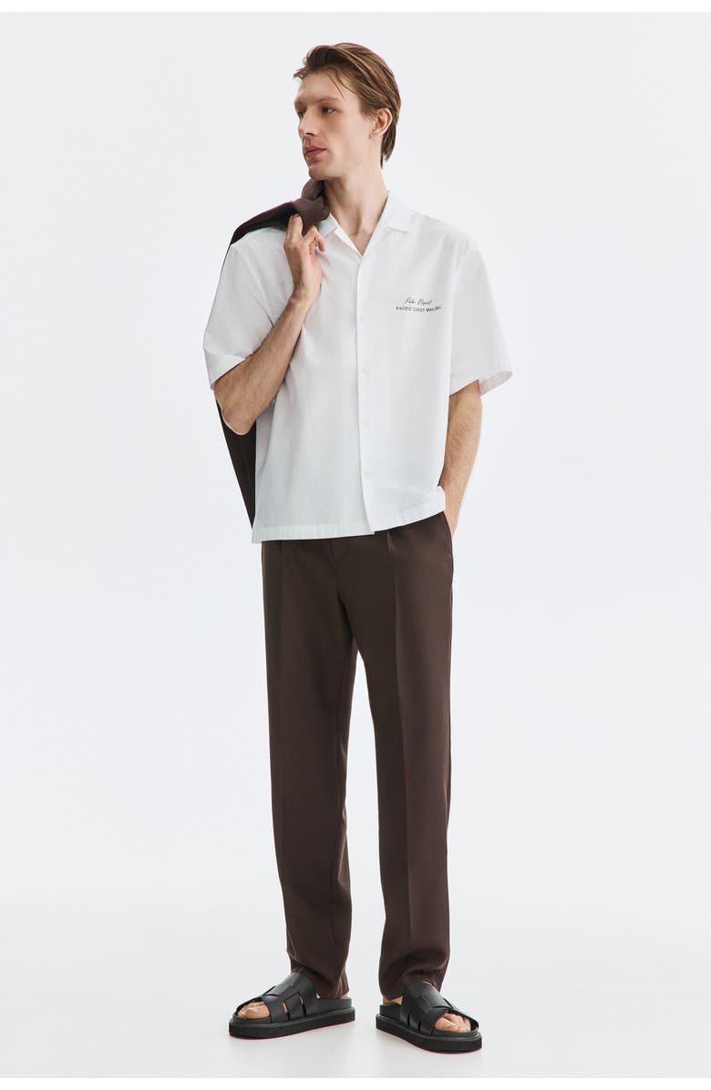 H&M Relaxed-fit printed resort shirt, Alternate, color, White/Palm Desert