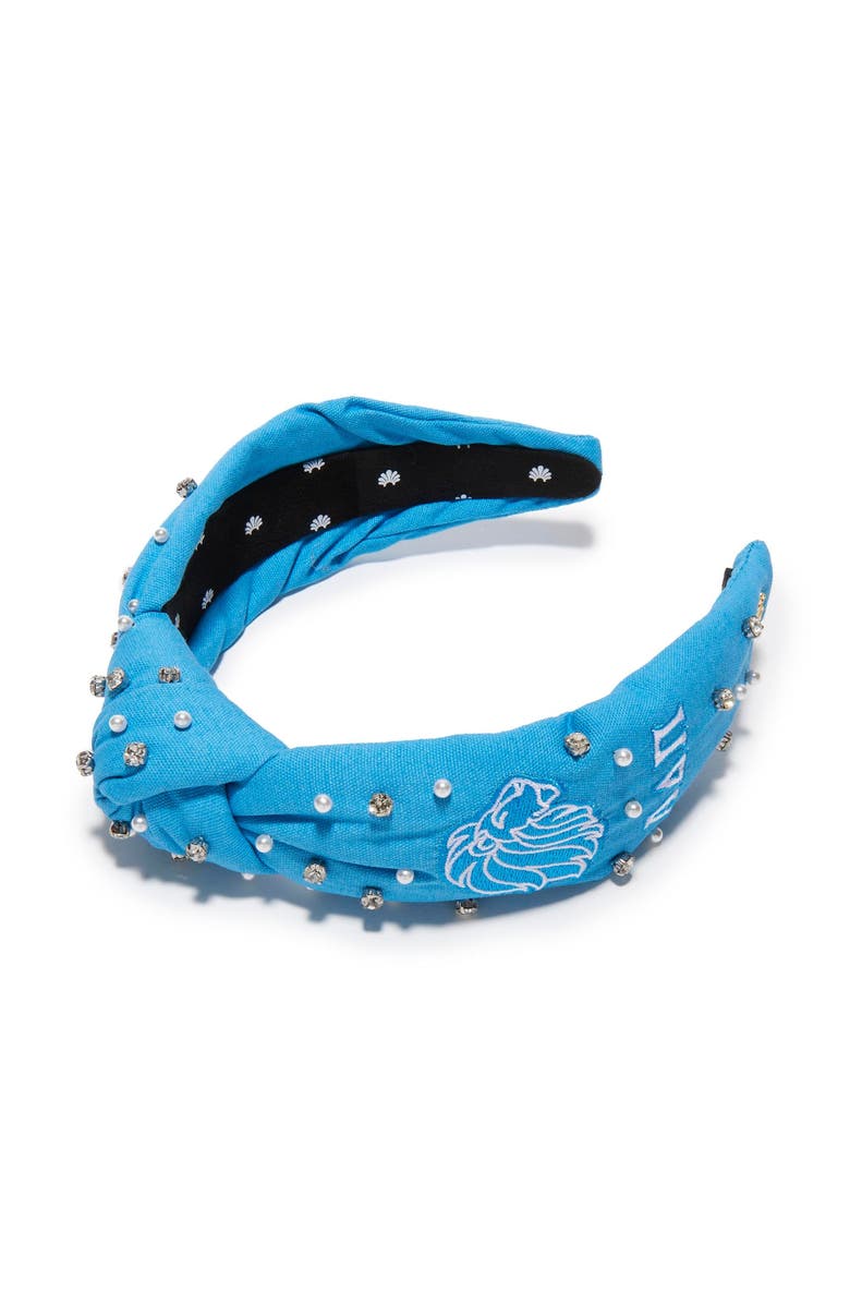 Lele Sadoughi Alpha Delta Pi Knotted Headband, Main, color, Adelphean Blue 400
