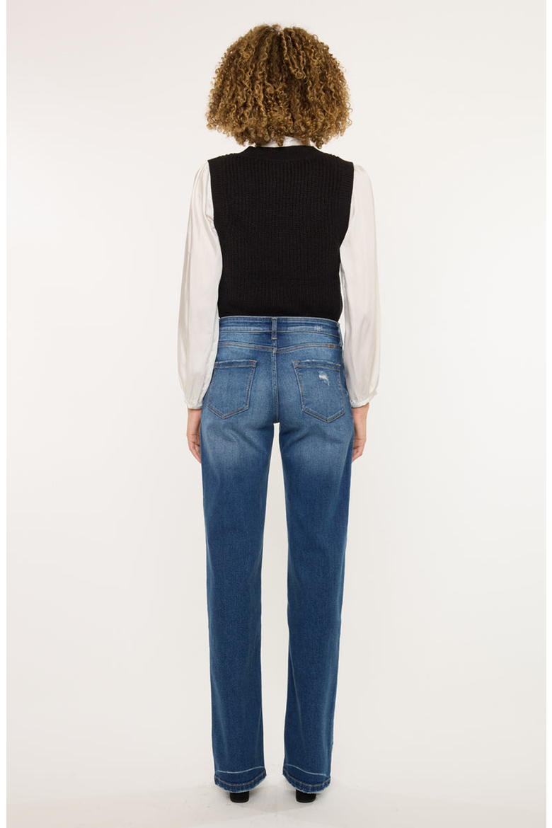 Dayna High Rise Slim Wide Leg Jeans, Alternate, color, Dark Wash