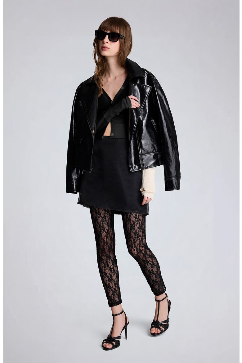 Crop Sheer Saddle Shoulder Cardigan, Alternate, color, BLACK