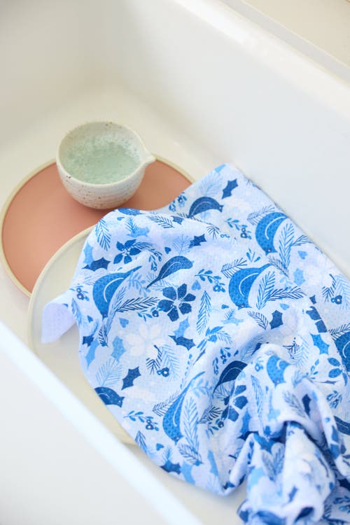 Geometry Kitchen Tea Towel Set In Blue