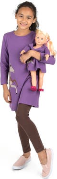 Leveret Girls Cotton Dress with Matching Doll Dress, Printed Design