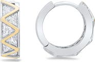 Queen Jewels Two-Tone Cubic Zirconia Zigzag Huggie Hoop Earrings