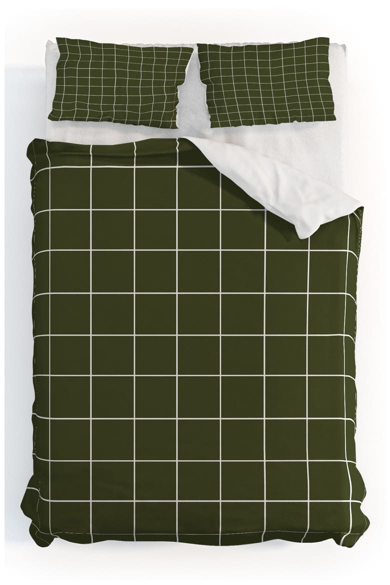 Grid Duvet Cover & Shams Set, Alternate, color, GREEN