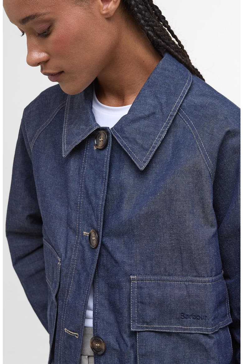 Water Resistant Denim Jacket, Alternate, color, INDIGO/ HESSIAN TARTAN
