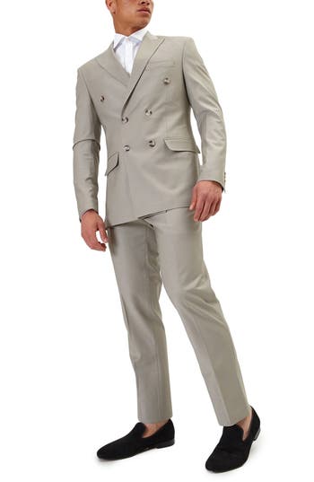 Ron Tomson Super 120s Wool Double Breasted Tuxedo Jacket