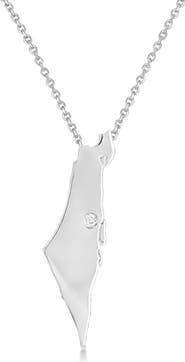 ALLUREZ Diamond Israel Map Pendant Necklace 14K
