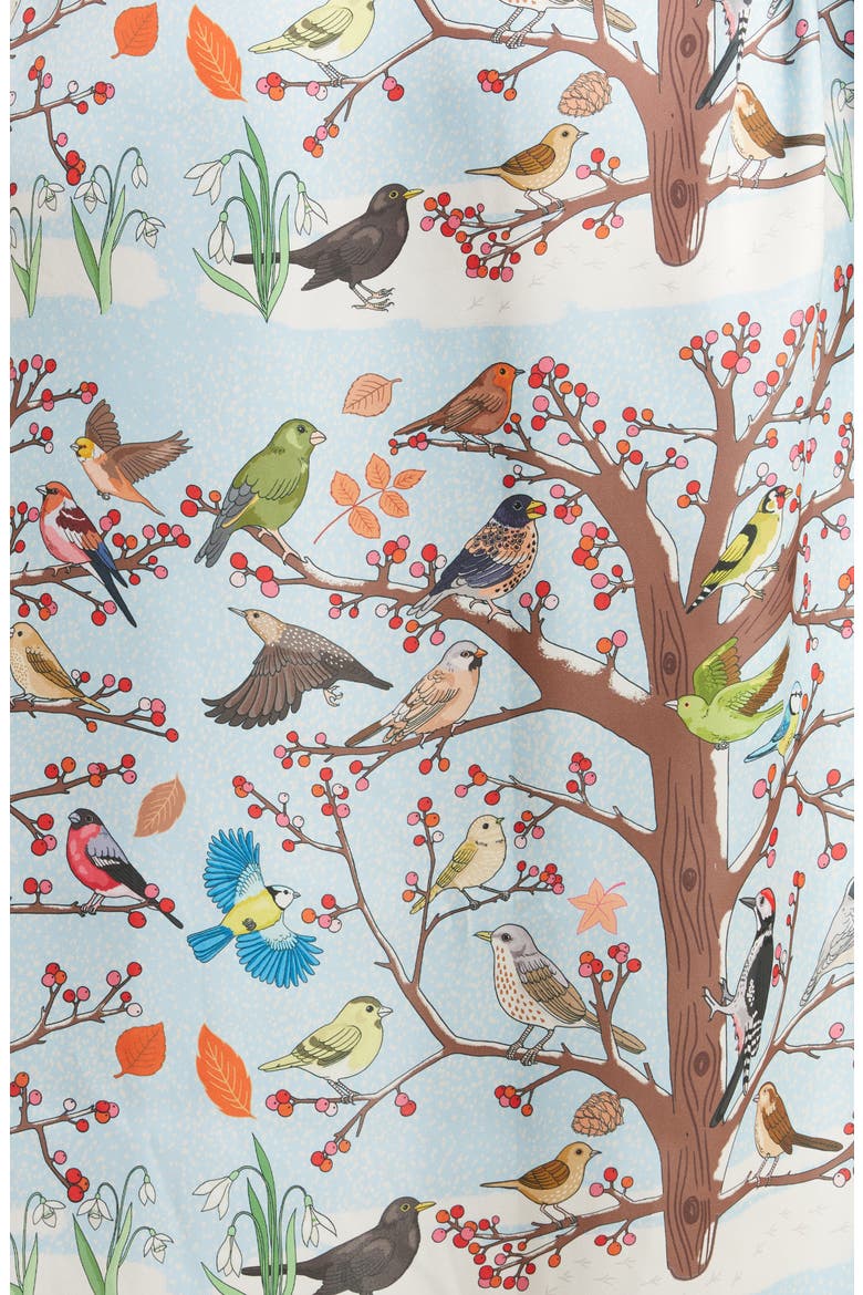 Winter Birds Long Robe, Alternate, color, BLUE