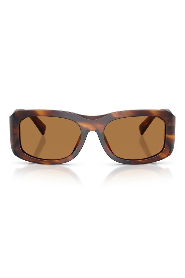 57mm Rectangular Sunglasses, Main, color, STRIPED BROWN / BRONZE