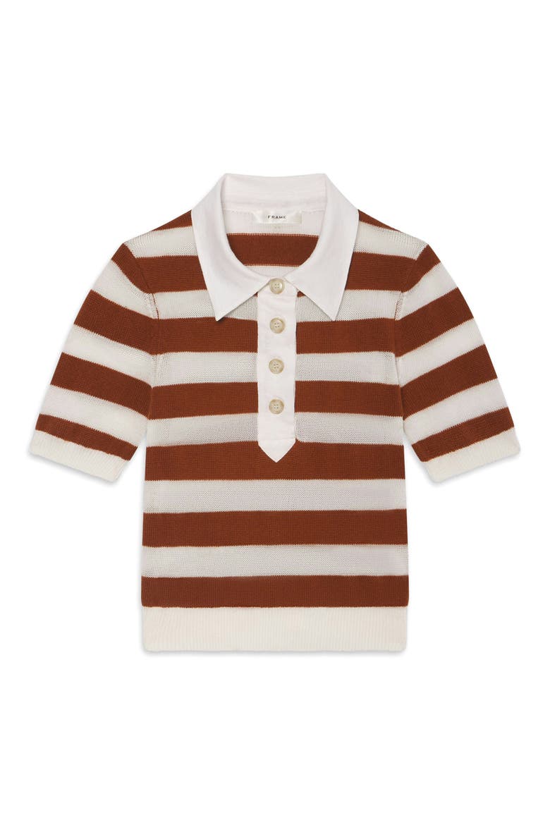 The Bold Stripe Cashmere & Cotton Polo, Alternate, color, CHESTNUT MULTI