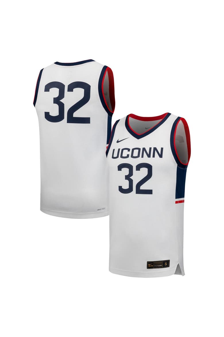 Men's Nike #32 White UConn Huskies Replica Basketball Jersey, Main, color, White