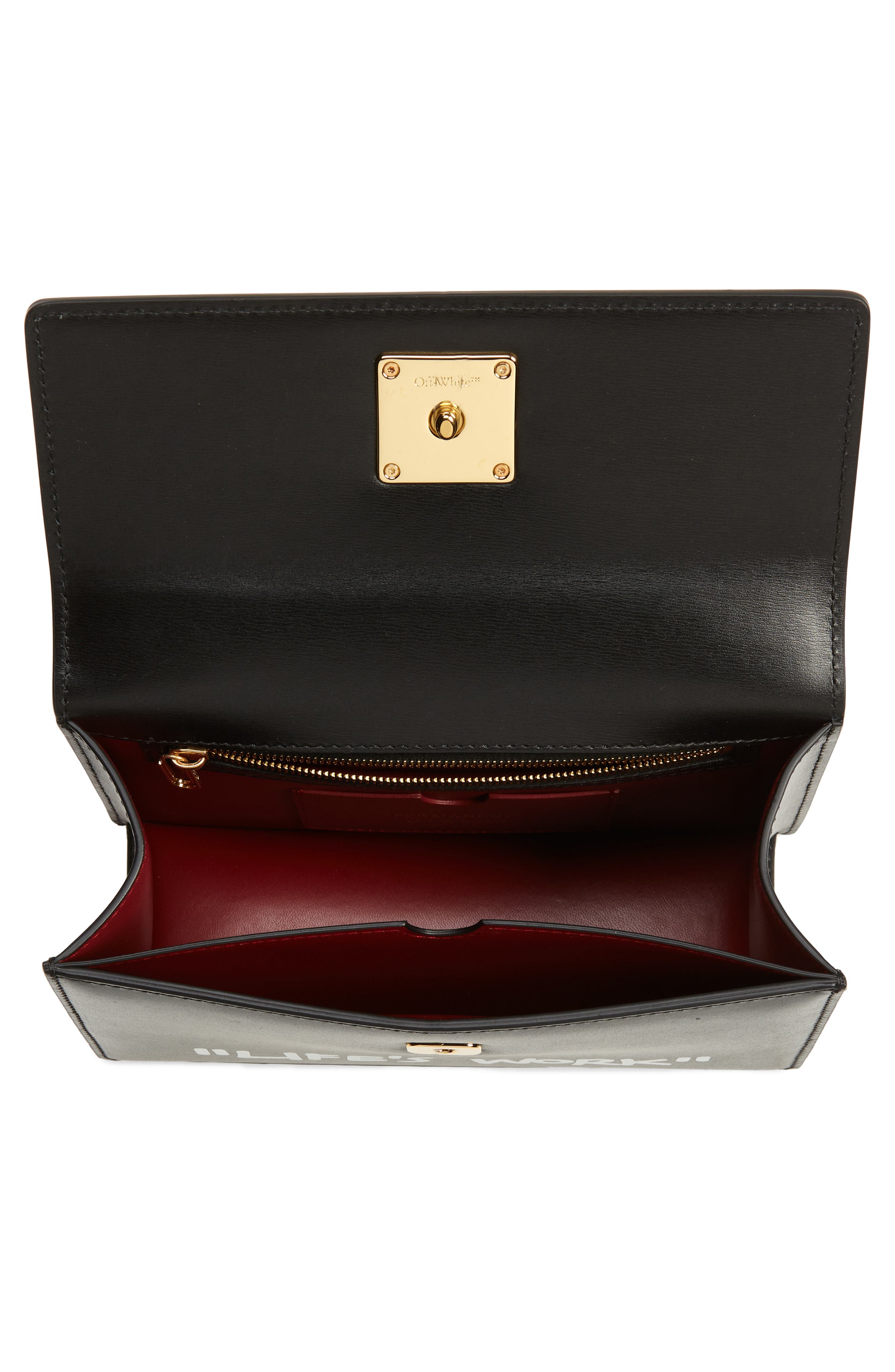 Off-White Jitney 1.4 Quote Leather Top Handle Bag, Alternate, color, 