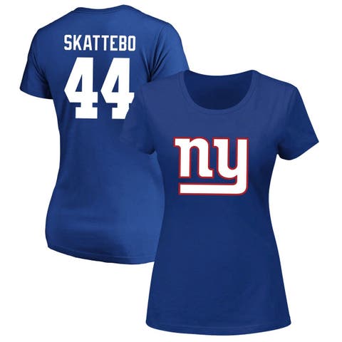 Women
s Fanatics Cam Skattebo Royal New York Giants Plus Size Name 
Number Scoop Neck T-Shirt