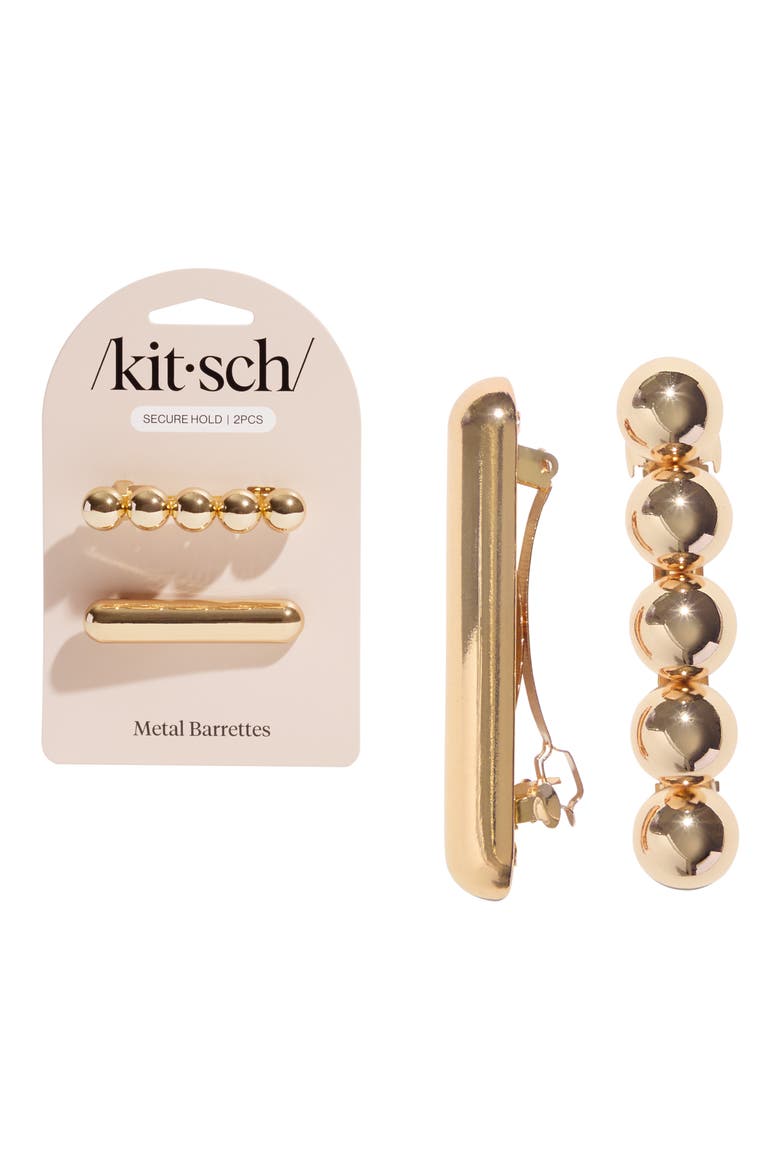 2-Pack Barrettes, Main, color, GOLD