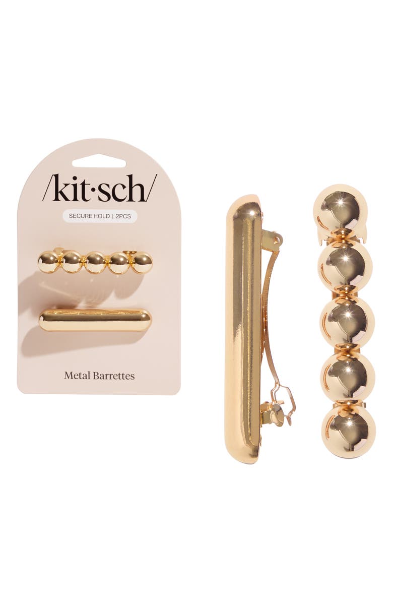 Kitsch 2-Pack Barrettes, Main, color, Gold